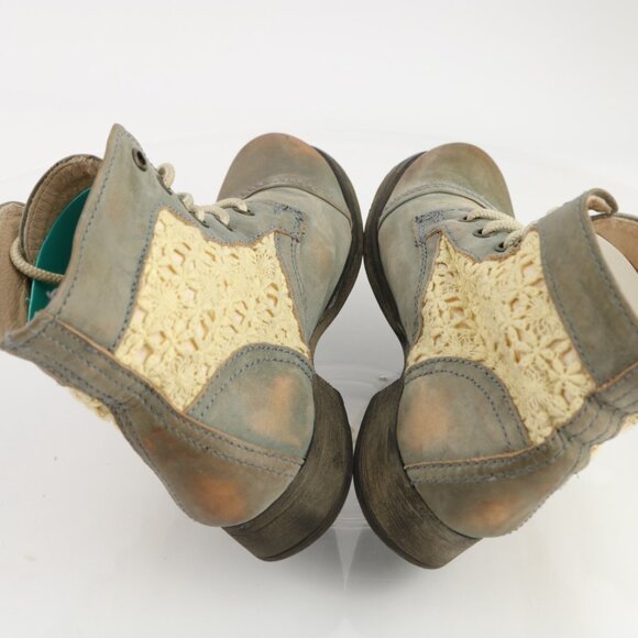 Steve Madden Womens Thunder Boots Size 6.5 Blue Leather Lace Up Distressed Boho - Picture 6 of 12